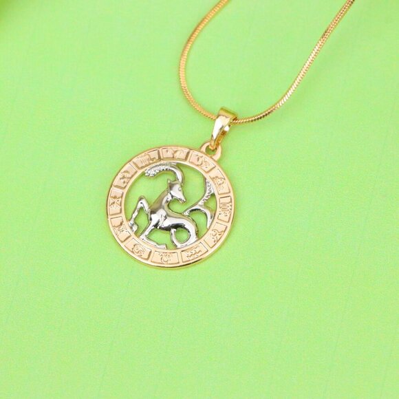 "Rose Gold Capricorn Zodiac Pendant with Elegant Goat Symbol Design, XPPT1452 - Picture 2 of 12